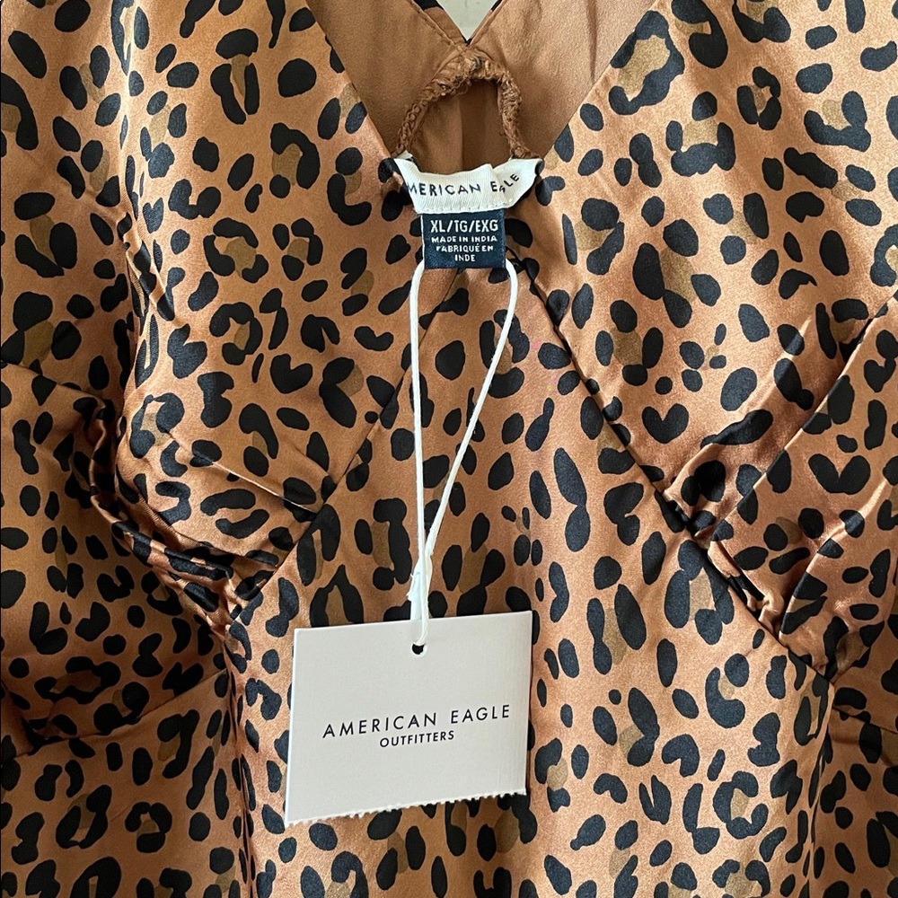 Sold out American eagle satin leopard busty midi rocker dress biker cocktail - Picture 3 of 7